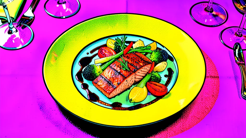 FLUX.2 Klein 4B BF16 AI output — Gourmet food photo reimagined in bold Andy Warhol pop art style