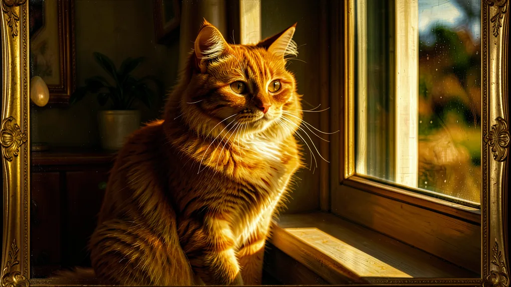 FLUX.2 Klein 4B BF16 AI output — Cat portrait rendered as classical Vermeer-style Renaissance oil painting