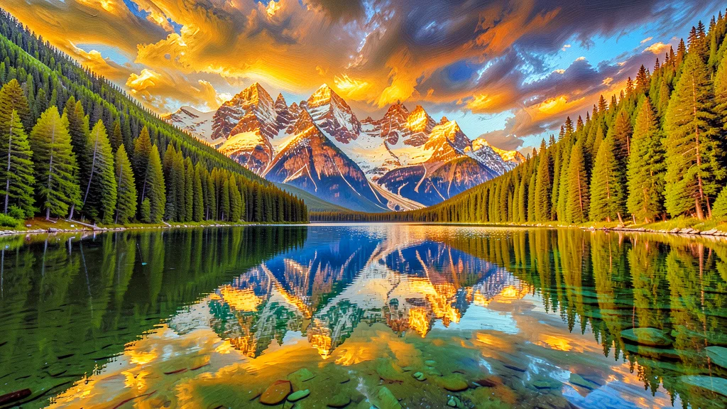 FLUX.2 Klein 4B BF16 AI output — Mountain landscape converted to Monet-inspired impressionist oil painting