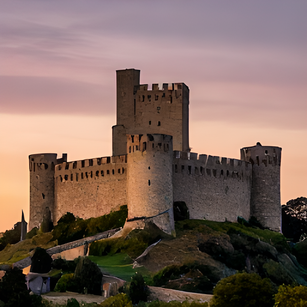 RealESRGAN x4 AI output — Castle landscape upscaled 4x with sharp stone detail