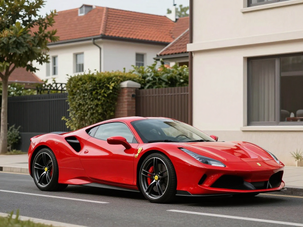 Original source image — Red sports car isolated from urban street background