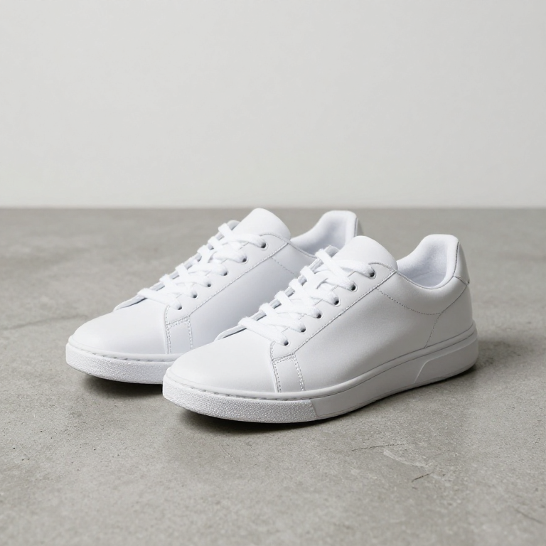Original source image — Pair of white sneakers isolated from concrete background