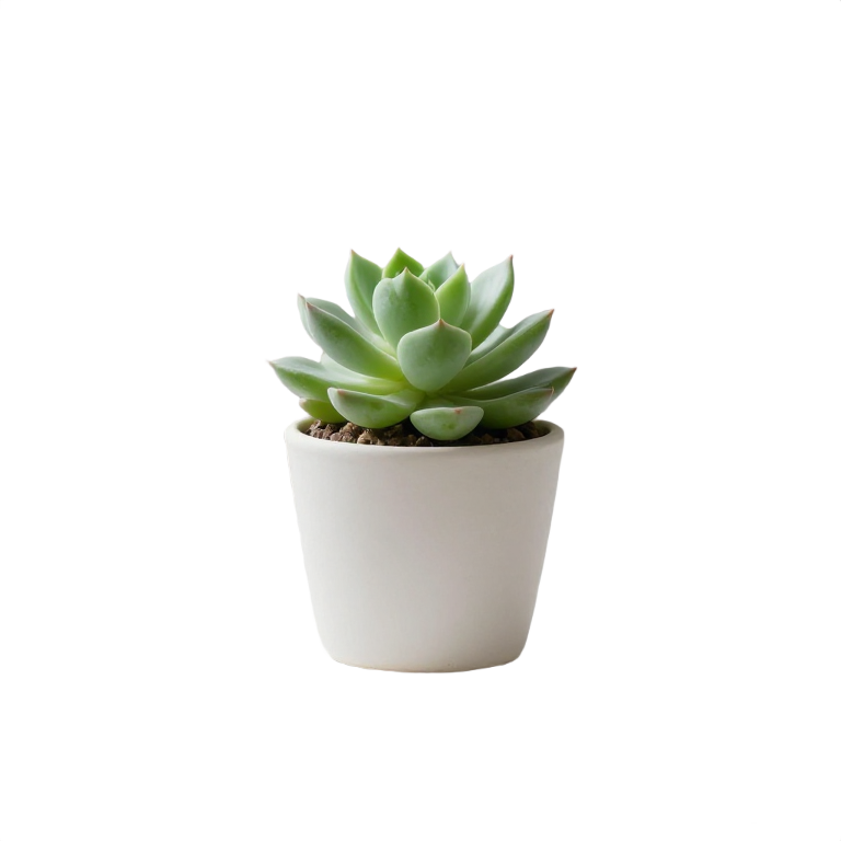 Ben2 AI output — Potted succulent isolated from white desk background