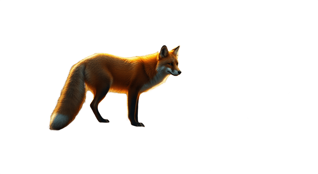 Red fox cutout on transparent background – isolated animal illustration for design and compositin